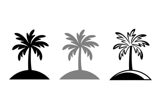 Palm tree on island, vector icon  
