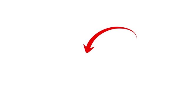 Red Curved Arrow with Bold Sweeping Motion and Clean Minimal Shape on White Background for Directional, Navigation and Graphic Design Concepts