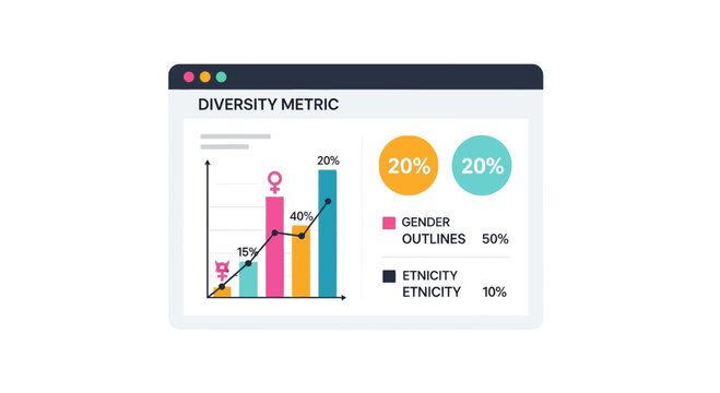 Diversity Metric Dashboard Illustration for Workplace Inclusion and HR Data Analytics