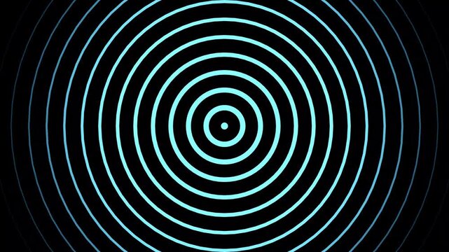 Loop blue glowing background of circles. hypnotizing tunnel concept video on transparent background.