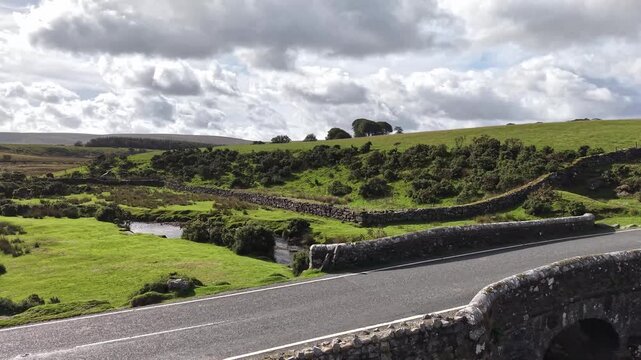Cherry Brook bridge and stream on Dartmoor in late September