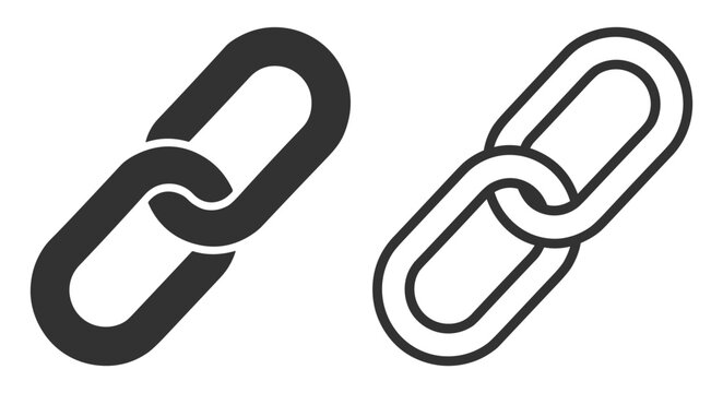Chain link icon variations set on transparent background