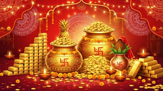 dhanteras kalash swastika diya. dhanteras Sale. Social Media Banner