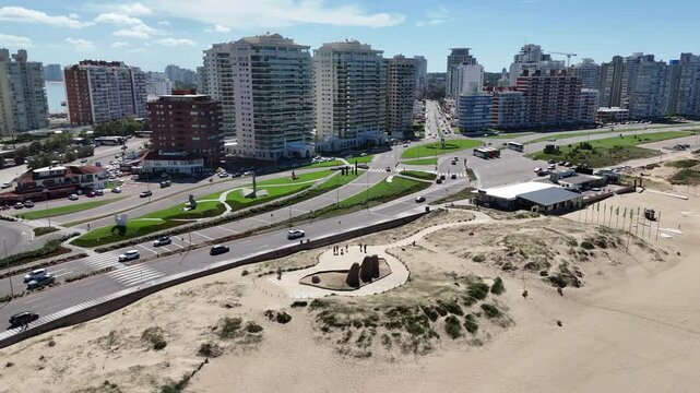 Punta del Este Beach and Hand Sculpture Aerial