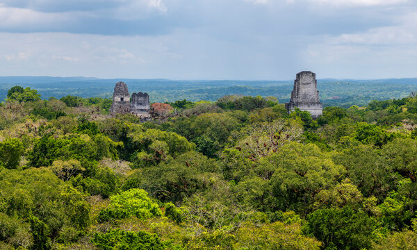 Mayan pyramids of Tikal in Peten Jungle, Tikal national park, Guatemala.