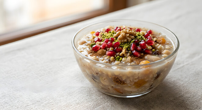Turkish Asure Noahs Pudding With Grains Nuts and Pomegranate