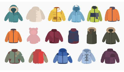 Kids Winter Jacket and Coat Cartoon Clothing Vector Collection © MdNayeem