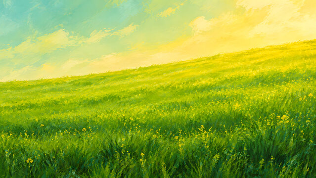 green field and blue sky