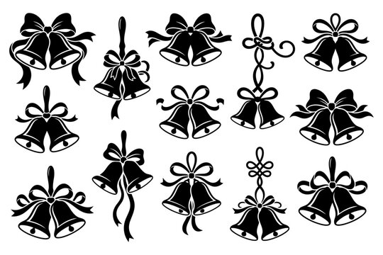 Elegant black bells and bows collection for festive decor and celebrations.