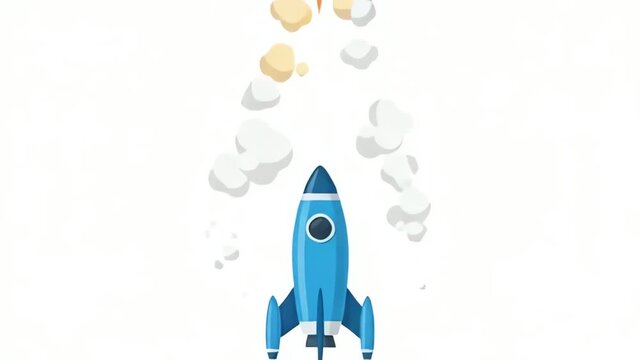Animated Rocket Launching into Sky Space Exploration Concept