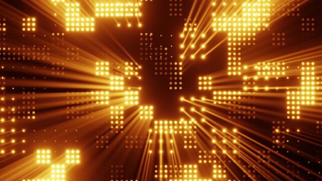 Golden orange glow light beams 3D parallax effect seamless loop animation