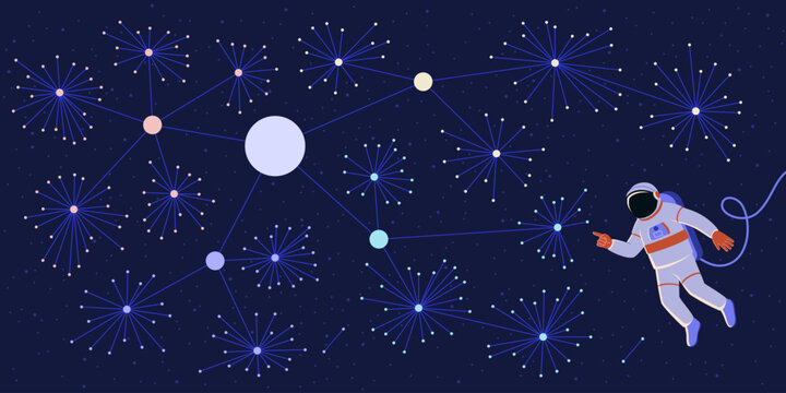 Astronaut exploring the universe of deep learning, LLM and artificial intelligence