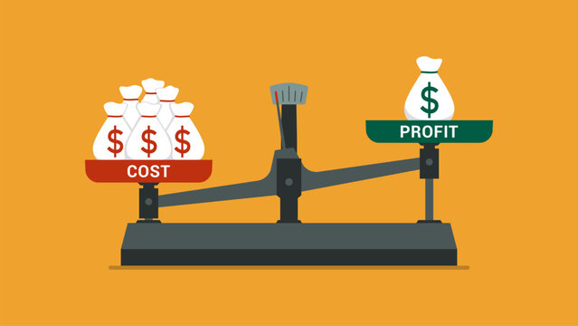 Cost and profit comparison on a scale: business failure