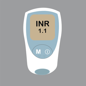 INR Coagulation Meter Display Showing 1.1 Result  Point Of Care PT INR Testing Device Icon