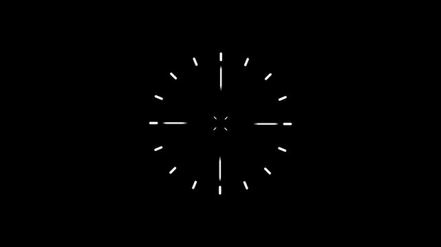 4K White Circular Loading Spinner Animation, Radial Progress Indicator Transforming on Black Background
