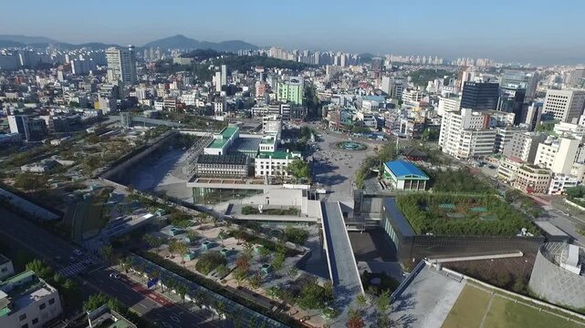 May 18 Democratic Movement Former Jeollanamdo Provincial Government Building Asian Culture Center Gwangju Geumnamro Korea 광주 518 민주화운동 구전남도청 국립아시아문화전당 금남로 518민주광장 시가지 도시 전경 광역시 빌딩 도심 광장 유적지 명소 역사 현장
