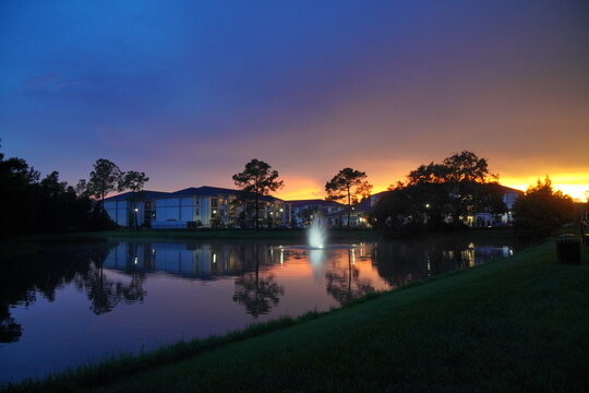 A typical Florida apartment complex at sun set