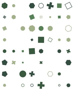 pattern grid square Seamless Pattern of Geometric Shapes Hexagons Circles Squares Crosses Pentagons Octagons in Various Shades of Green