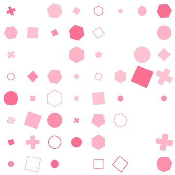 pattern grid square Seamless Pattern of Pink Geometric Shapes Hexagons Circles Squares Rhombuses Pentagons Crosses Abstract Background
