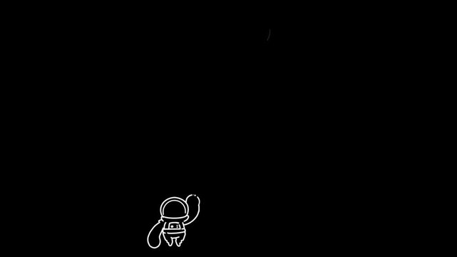 Cute Cute Astronaut Holding Colorful Neon Glowing Planet Balloons Motion Graphic Overlay