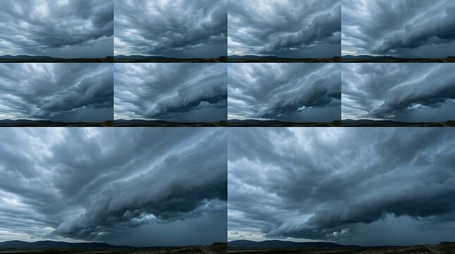 Storm clouds over mountain horizon landscape