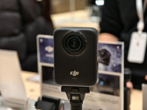 Shanghai,China-Dec.27th 2025: close-up view of a DJI Osmo 360 action camera