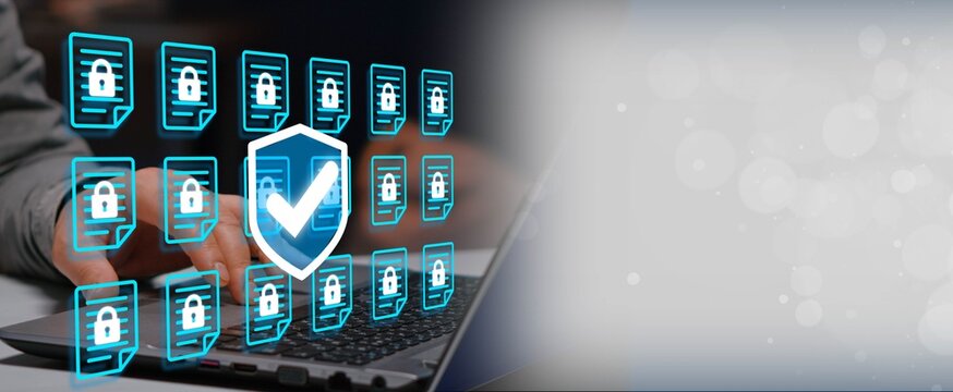 Secure customer data management concept. Protection of users personal information.