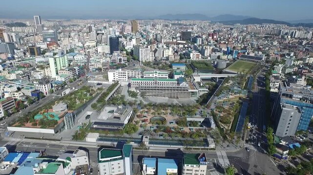 May 18 Democratic Movement Former Jeollanamdo Provincial Government Building Asian Culture Center Gwangju Geumnamro Korea 광주 518 민주화운동 구전남도청 국립아시아문화전당 금남로 518민주광장 시가지 도시 전경 광역시 빌딩 도심 광장 유적지 명소 역사 현장