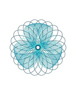 pattern guilloche square Abstract spirograph pattern with intricate teal and blue lines, dynamic and symmetrical design