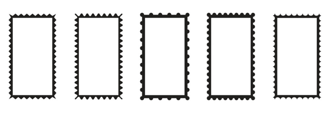 Collection of rectangle frames with wavy edges. Minimalist  Rectangles Stamp Template  Design Vector.  Abstract elements for template, stickers, promo material, web or social media design vector set