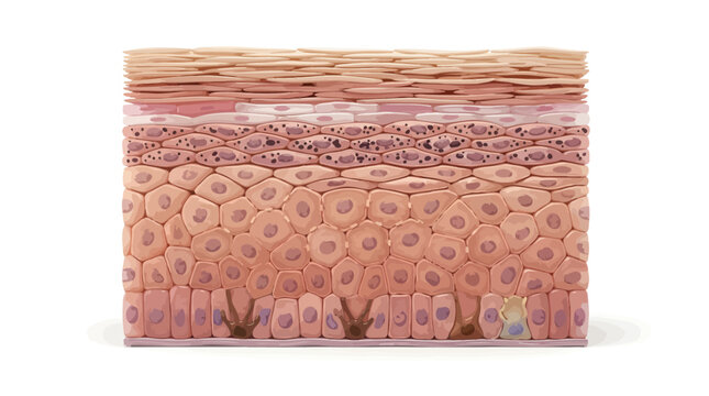 Cross section vector illustration of human skin epidermal layers
