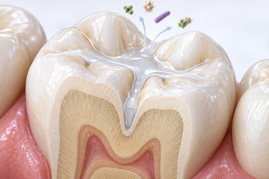 Dental Sealant Protecting Deep Molar Grooves From Plaque