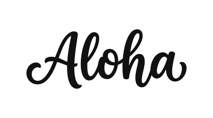 Aloha hand lettered brush script text isolated on white background for Hawaiian greeting and summer vacation design © urdaillygraphix
