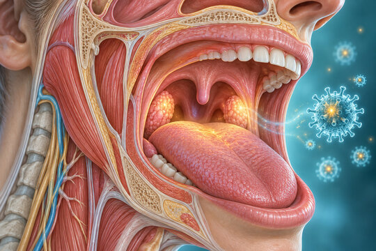 Viral Infection in Tonsil and Tongue Anatomy