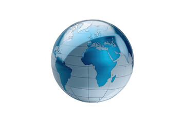 Fototapeta premium Blue world globe with africa centered in a clear front facing composition