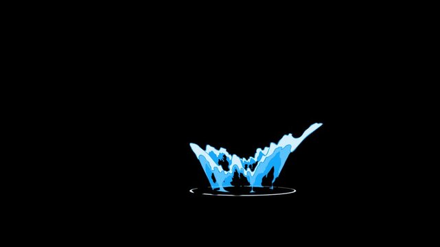 2D Anime Water Splash Animation FX Motion Graphic Overlay on Black Background