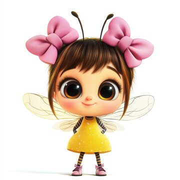 Cute cartoon baby girl bee character

