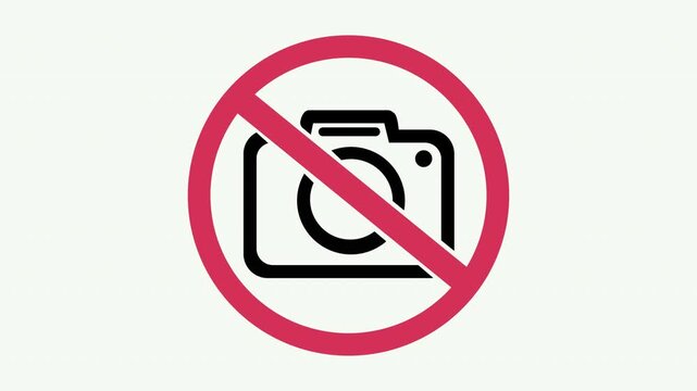 No Camera Allowed Sign Animation - Prohibited Photography Icon Video