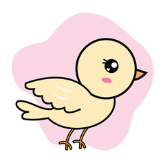Fototapeta premium Cute Yellow Bird Cartoon Illustration
