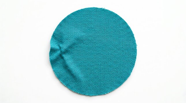 Cyan blue circle shape with textured fabric material