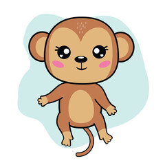 Obraz premium 3D Cartoon Cute Monkey Isolated
