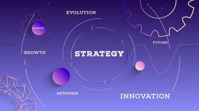 Infographic Strategy Typography with Business Icons, Tech Elements Abstract Background