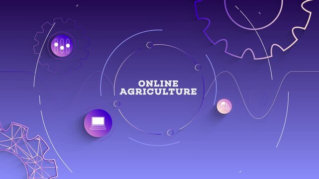 Infographic Online Agriculture Typography with Business Icons, Tech Elements Abstract Background