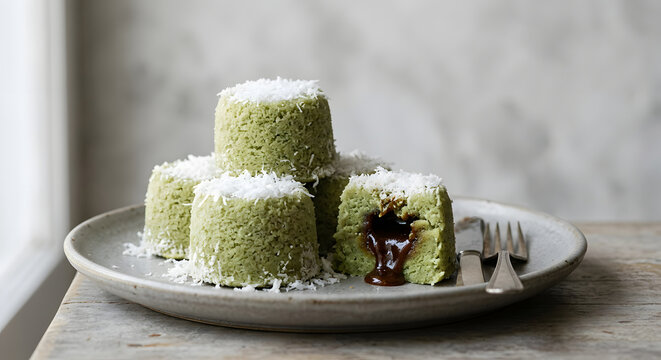 Indonesian Kue Putu Pandan Rice Cakes