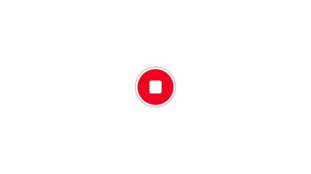 Stop Control Button Animation &ndash; Modern UI Element on Transparent Background in 4K ,Recording stop Button, live recording indicator motion graphics with Alpha Channel