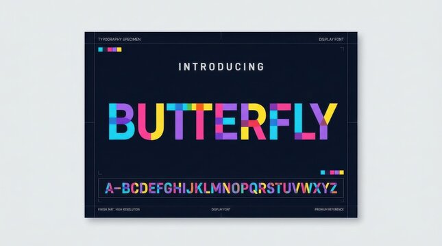 Colorful retro pixel style butterfly text display