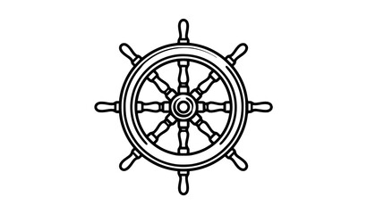 Classic Ship Steering Wheel Nautical Rudder Black Vector Icon © Khalil