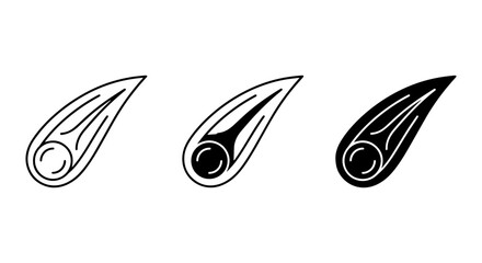 Meteorite Icon Set, Falling Space Rock Vector Graphics, Cosmic Object Illustrations © Taskin