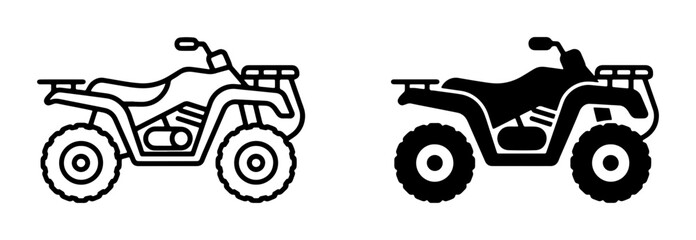 All-Terrain Vehicle Icons, ATV Silhouette and Outline, Off-Road Vehicle Graphics, Quad Bike Vector Set for Outdoor Adventure and Sport © Afifa
