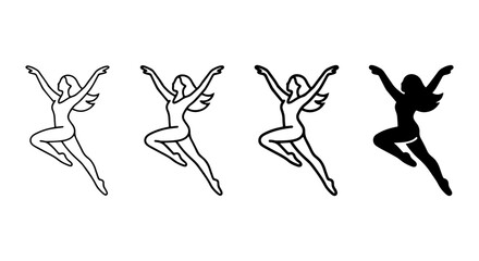 Fototapeta premium Graceful Fairy Icons, Elegant Female Figures, Mythical Creature Silhouettes, Vector Art Collection